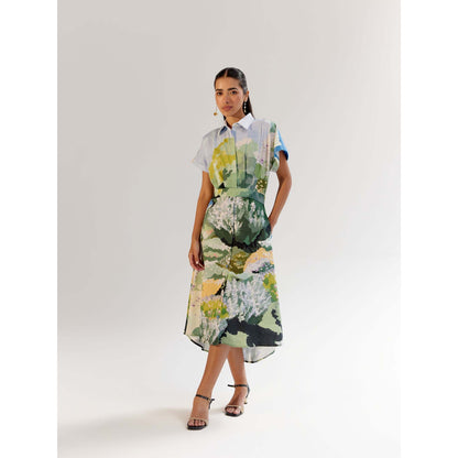 NOIB Multi-Color Midi Dress with Belt - Forest (Set of 2)