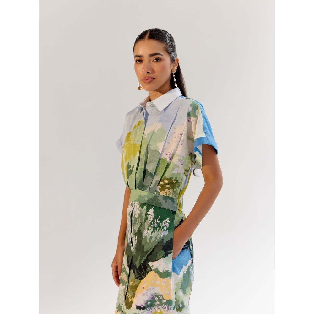NOIB Multi-Color Midi Dress with Belt - Forest (Set of 2)