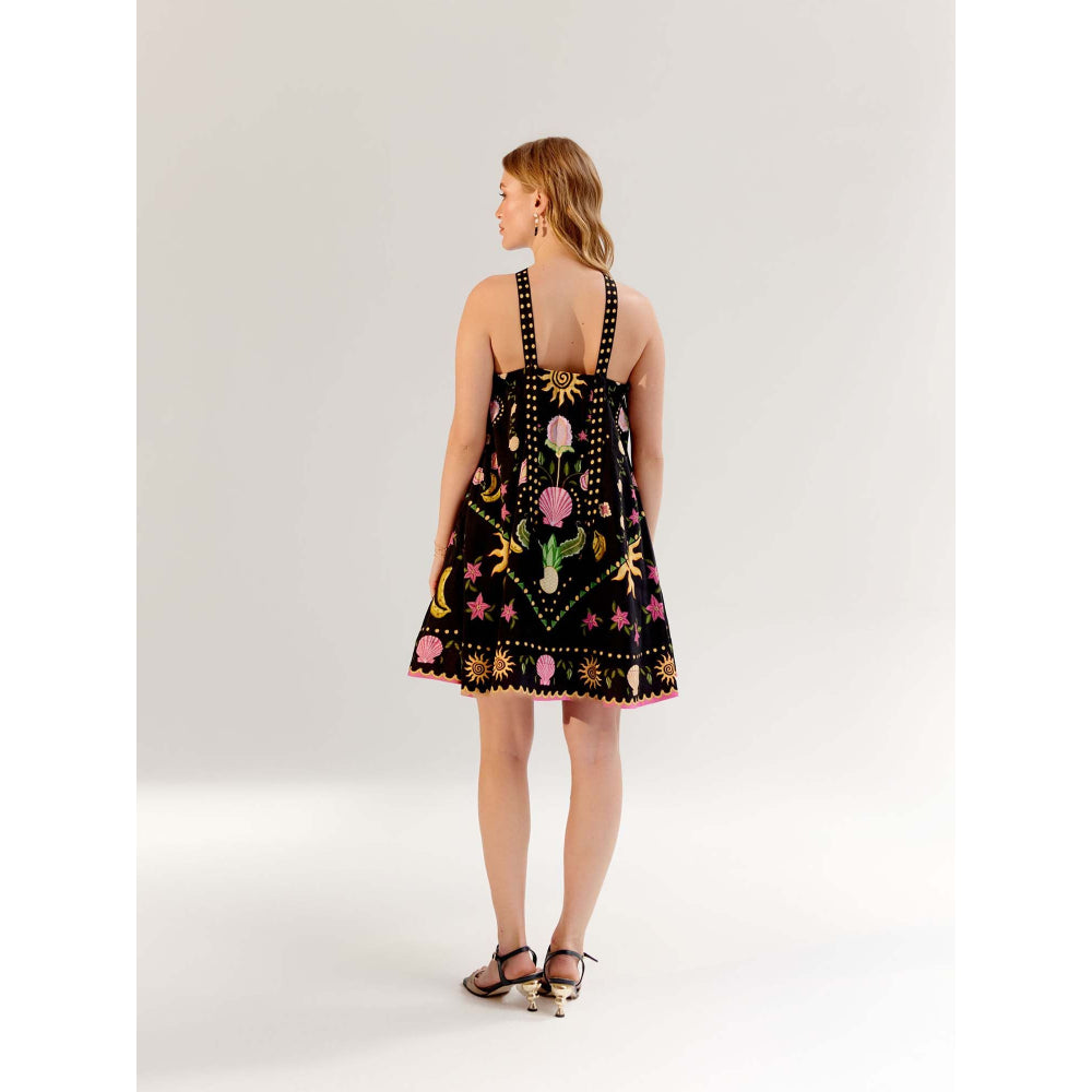 NOIB Aida Mini Dress - Seashell -Black