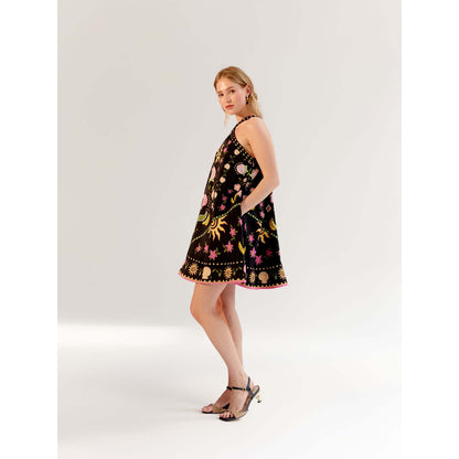 NOIB Aida Mini Dress - Seashell -Black