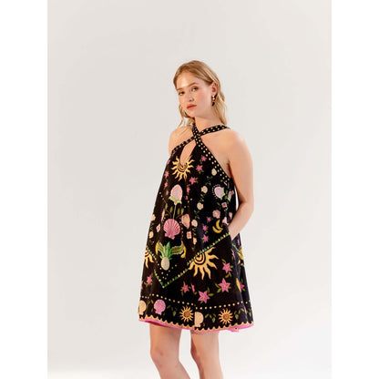NOIB Aida Mini Dress - Seashell -Black