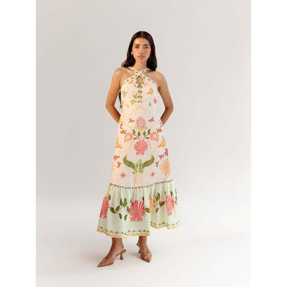 NOIB Aida Midi Dress - Seashell -White