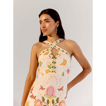 NOIB Aida Midi Dress - Seashell -White