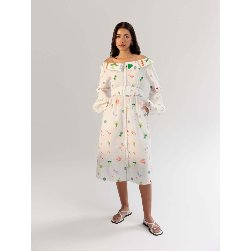 NOIB Sage Midi Dress - White