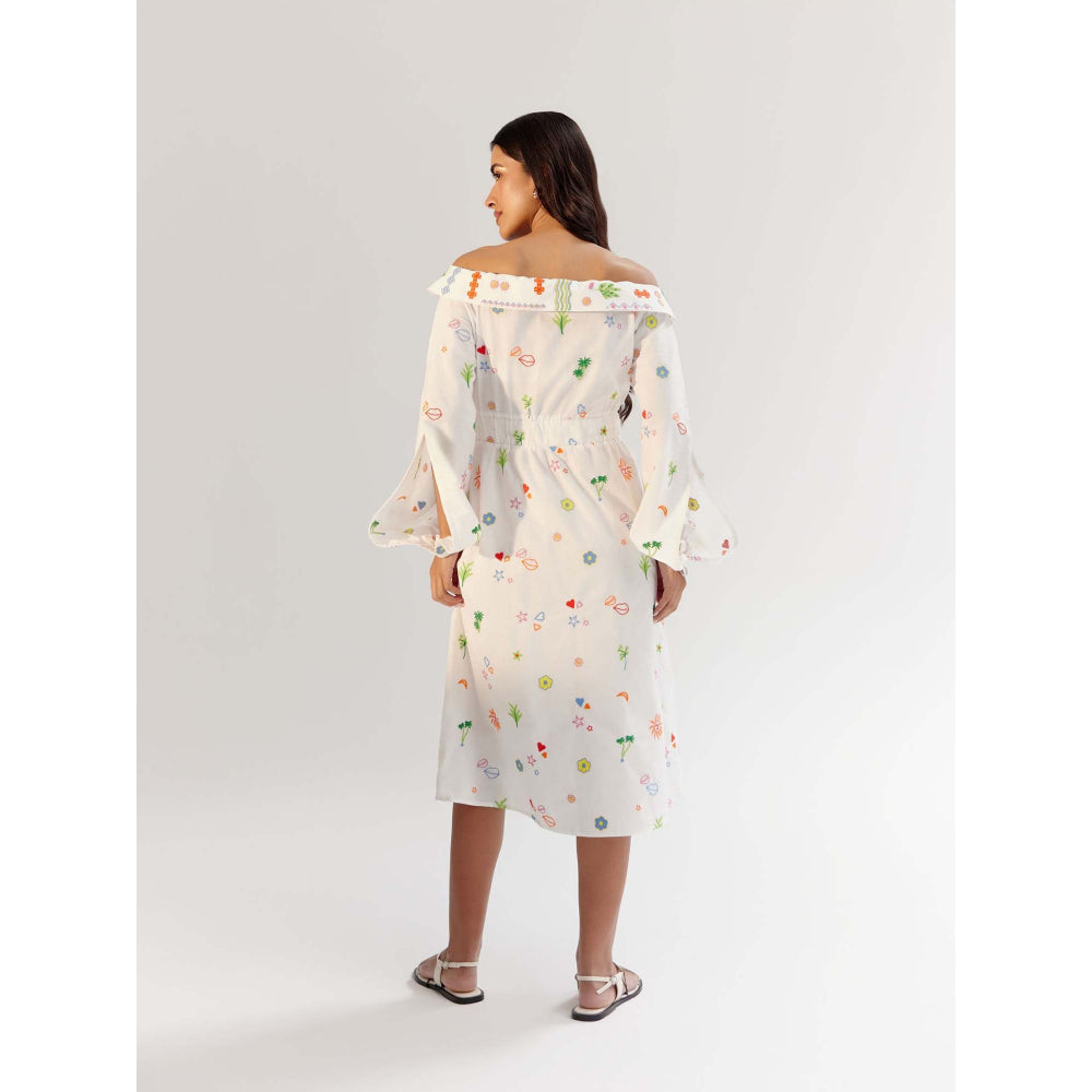 NOIB Sage Midi Dress - White