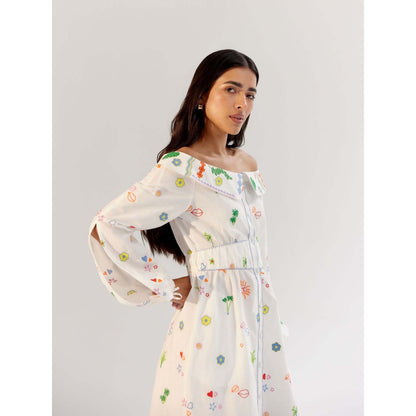 NOIB Sage Midi Dress - White