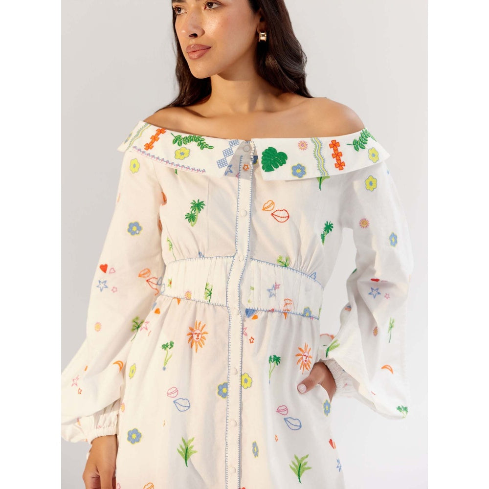 NOIB Sage Midi Dress - White