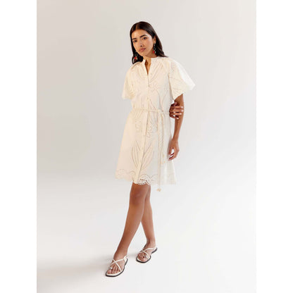 NOIB Florence Mini Dress with Belt - White (Set of 2)