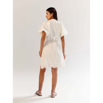 NOIB Florence Mini Dress with Belt - White (Set of 2)
