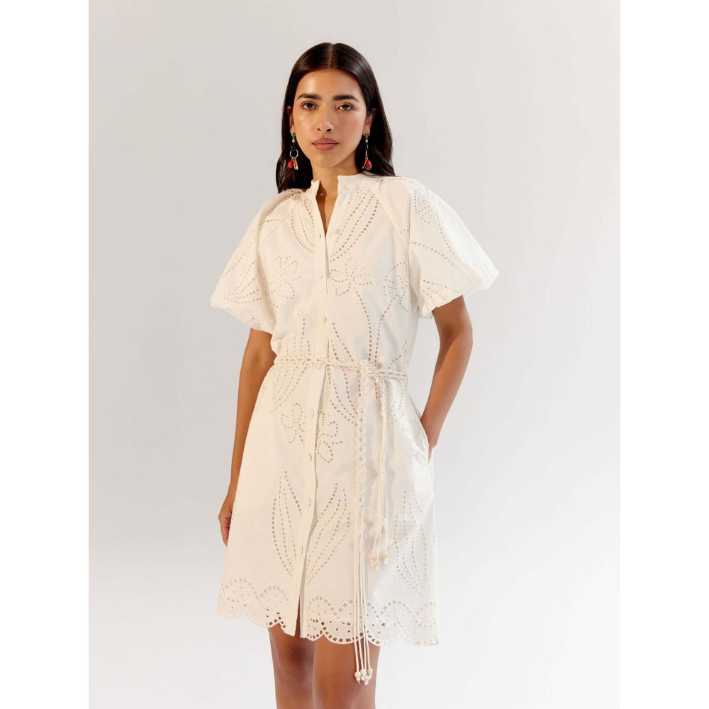 NOIB Florence Mini Dress with Belt - White (Set of 2)