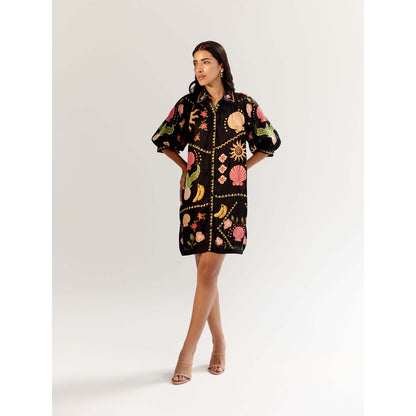 NOIB Rosa Mini Dress - Seashell -Black