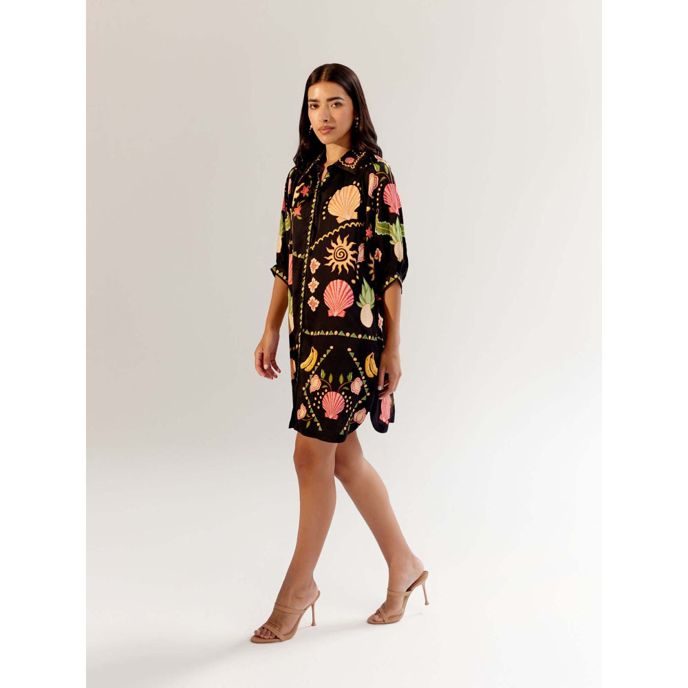 NOIB Rosa Mini Dress - Seashell -Black