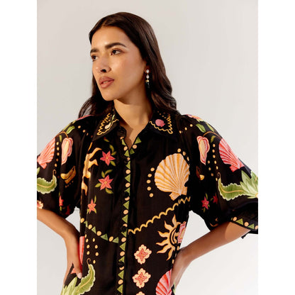 NOIB Rosa Mini Dress - Seashell -Black