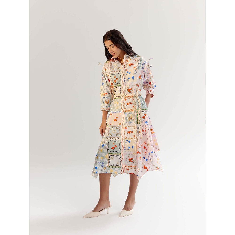 NOIB Alba Midi Dress with Belt - Boardgame (Set of 2)