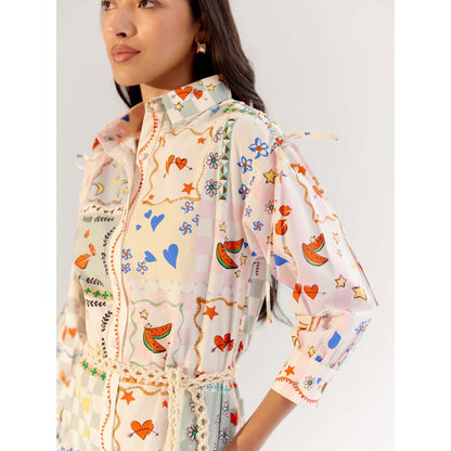 NOIB Alba Midi Dress with Belt - Boardgame (Set of 2)