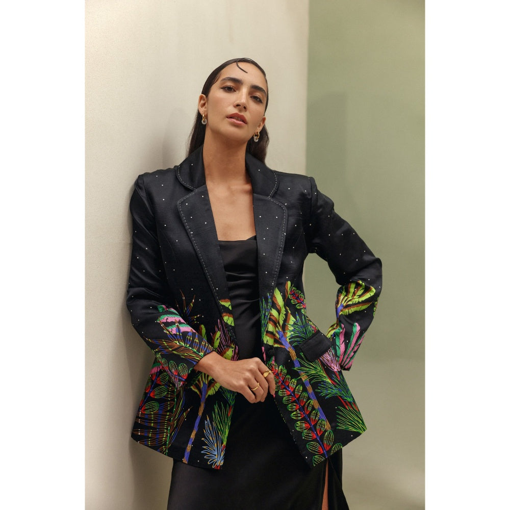NOIB Black Riva Night Safari Printed Blazer
