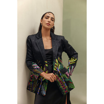 NOIB Black Riva Night Safari Printed Blazer