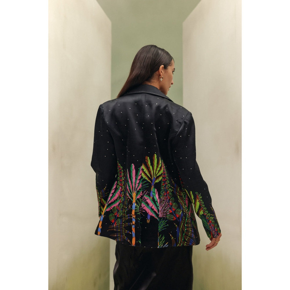 NOIB Black Riva Night Safari Printed Blazer
