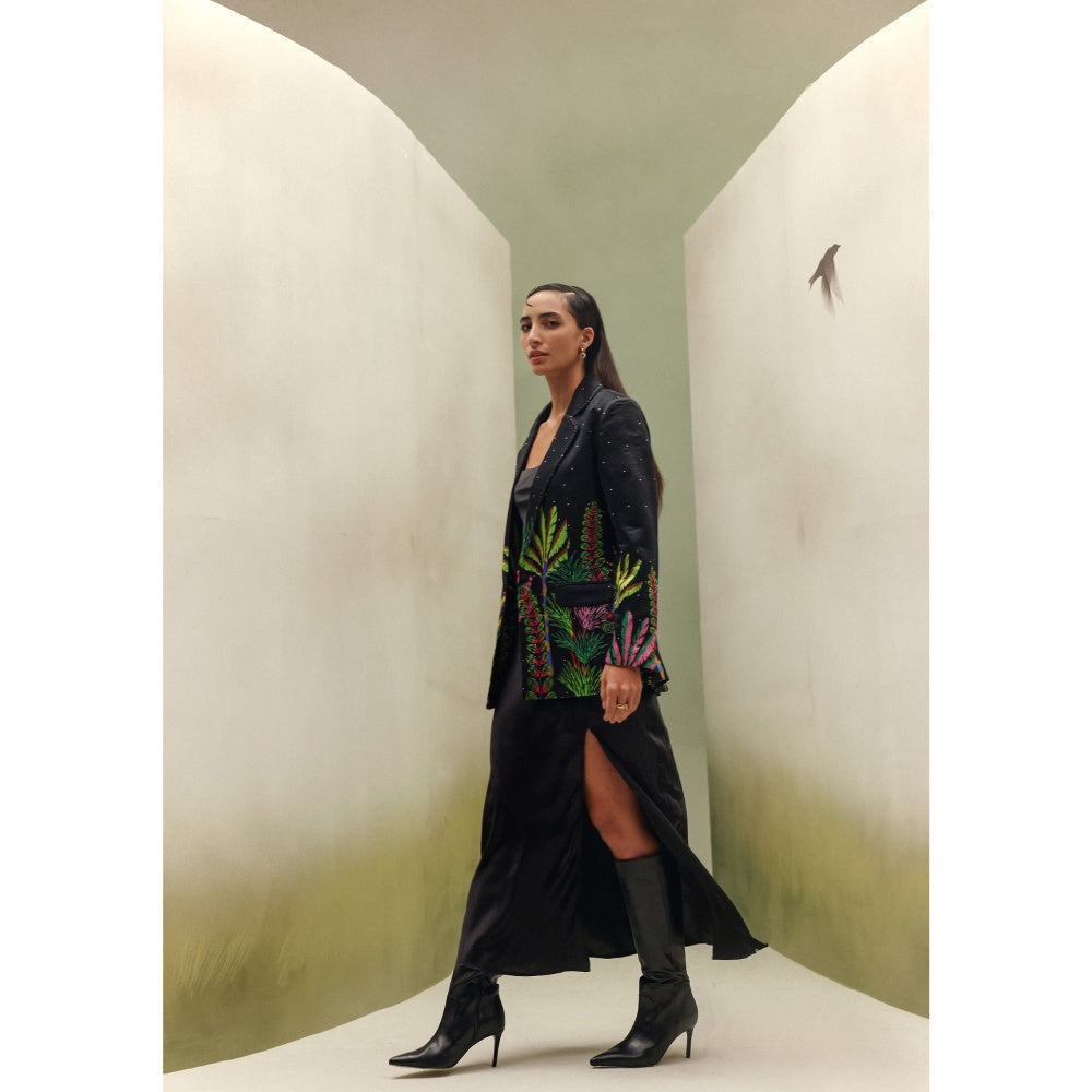 NOIB Black Riva Night Safari Printed Blazer