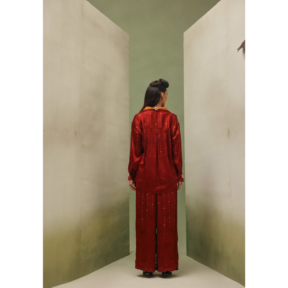 NOIB Women Red Satin Printed Tops