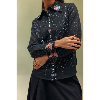 NOIB Navy Blue Celia Shirt - Shooting Stars
