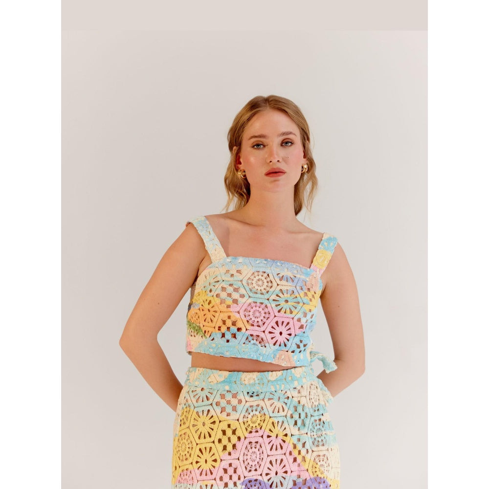 NOIB By The Sea Multi Colored Cotton Magda Crop Top