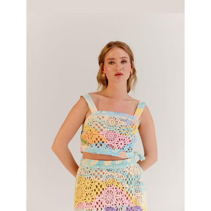 NOIB By The Sea Multi Colored Cotton Magda Crop Top