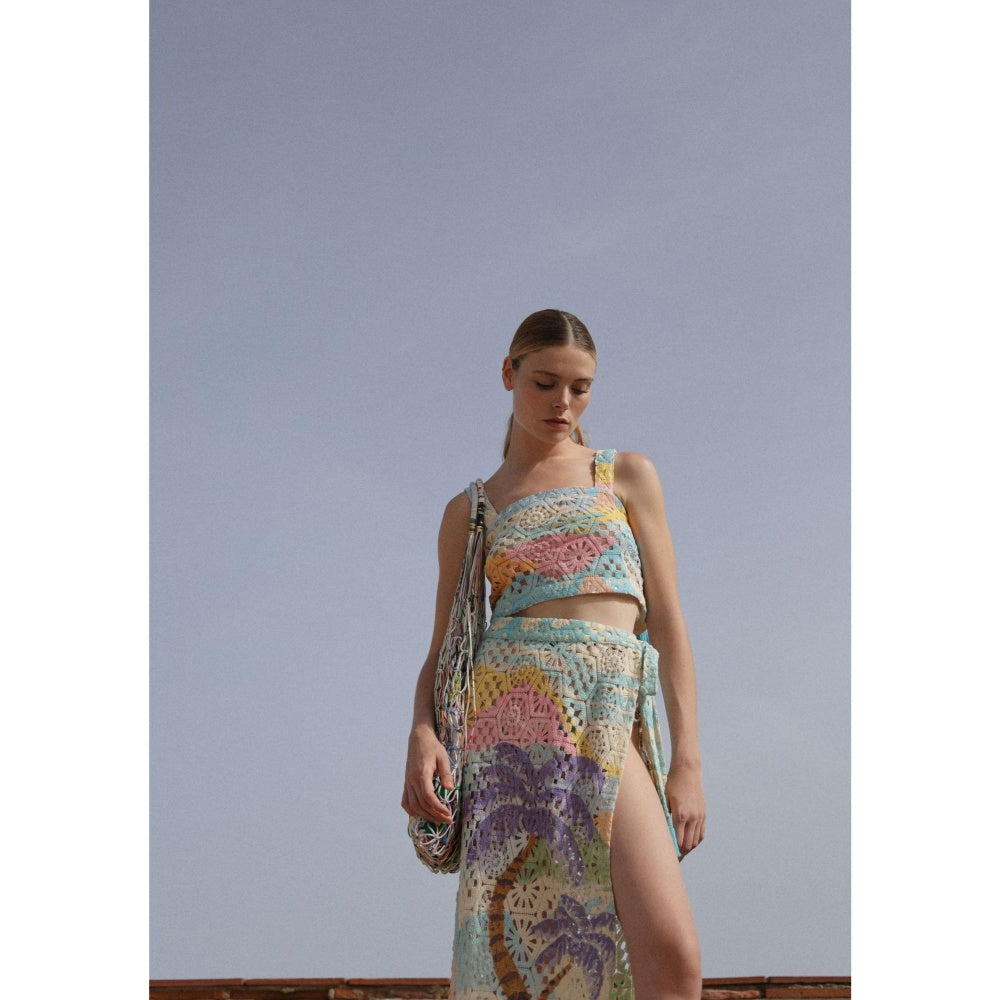 NOIB By The Sea Multi Colored Cotton Magda Crop Top