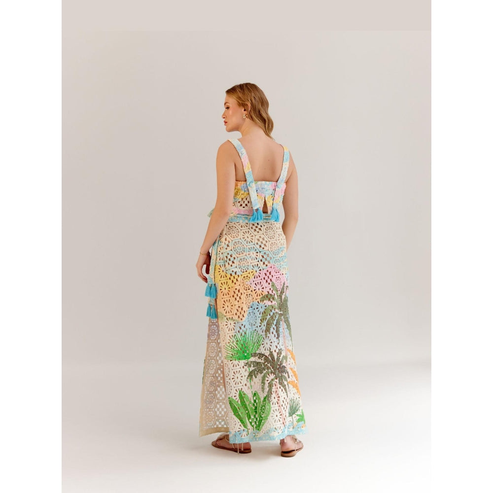 NOIB Multi Coloured Cotton Magda Maxi Skirt
