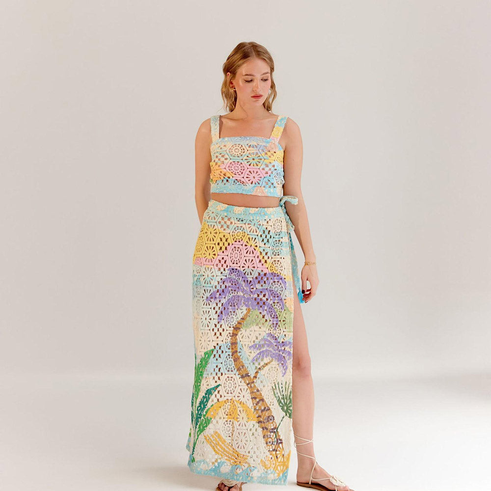 NOIB Multi Coloured Cotton Magda Maxi Skirt