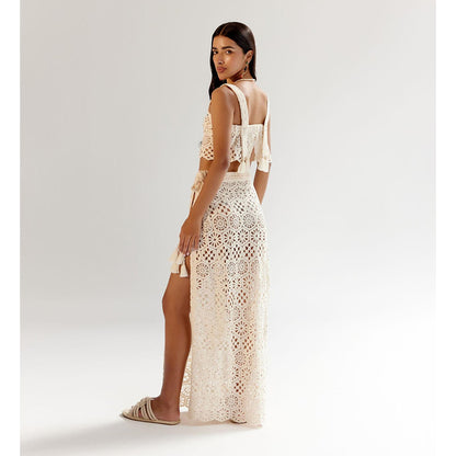 NOIB White Magda Cotton High Waist Skirt
