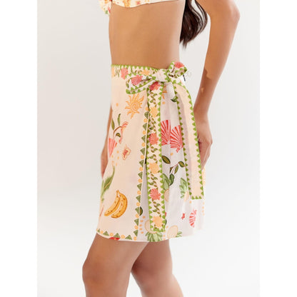 NOIB Seashell Off White Cotton Wrap Me Round Mini Skirt