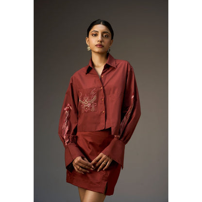 nona Lehr Cropped Shirt-Rust