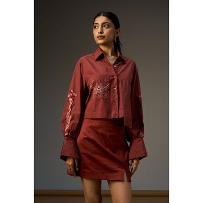 nona Lehr Cropped Shirt-Rust