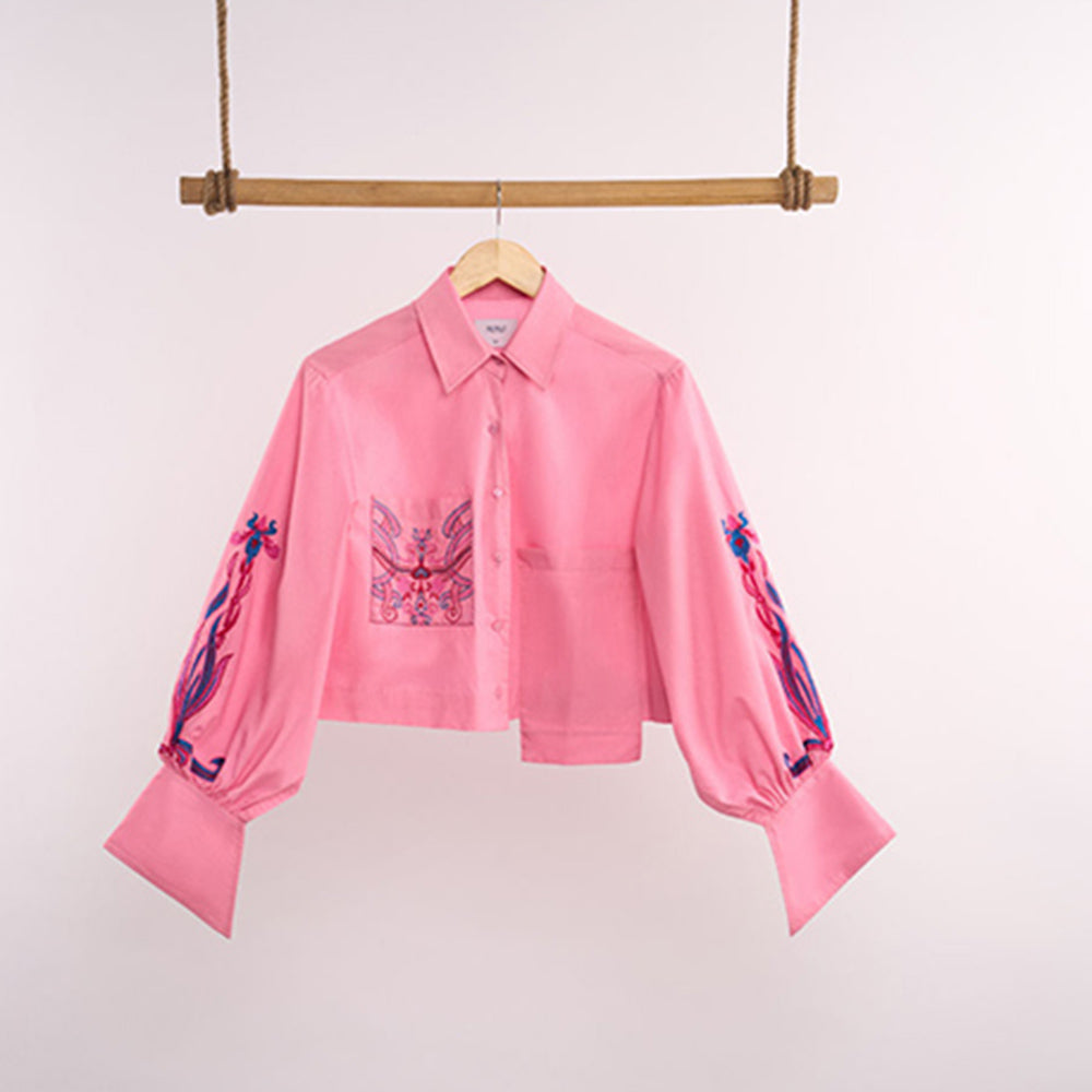 nona Lehr Cropped Shirt-Pink