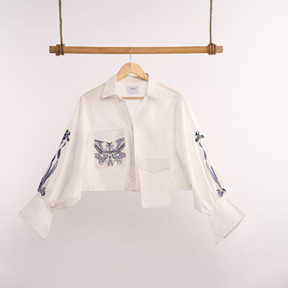 nona Lehr Cropped Shirt-White