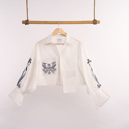 nona Lehr Cropped Shirt-White