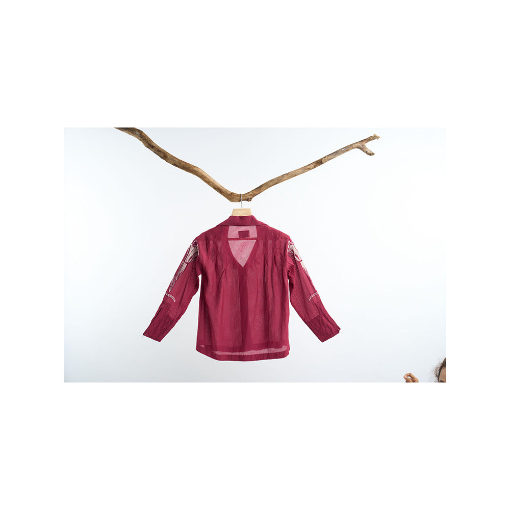 nona Lehr Pleated Shirt-Wine