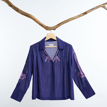 nona Lehr Pleated Shirt-Indigo