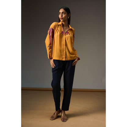 nona Lehr Pleated Shirt-Mustard