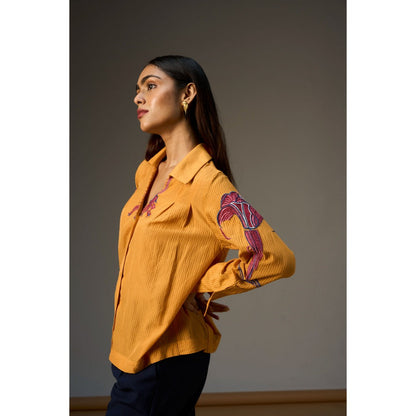 nona Lehr Pleated Shirt-Mustard