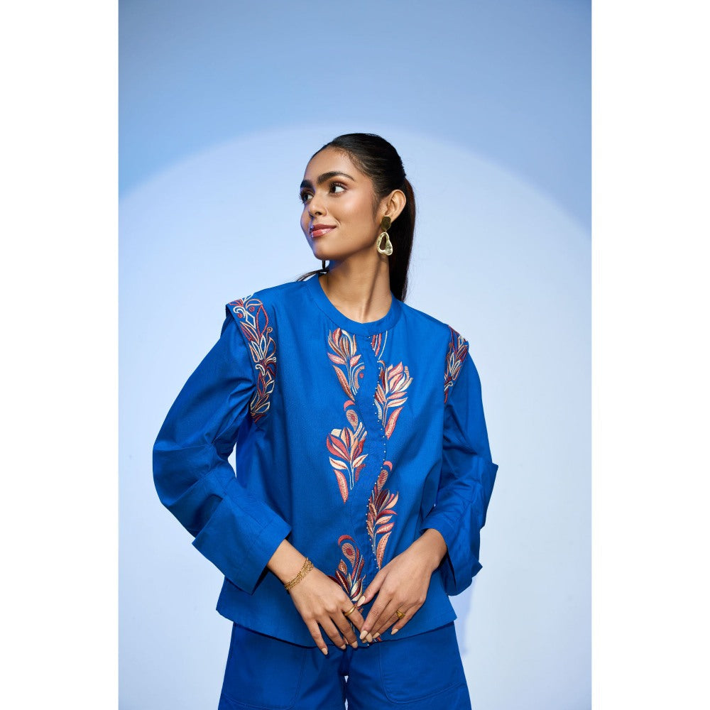 nona Lehr Curvy Shirt-Blue