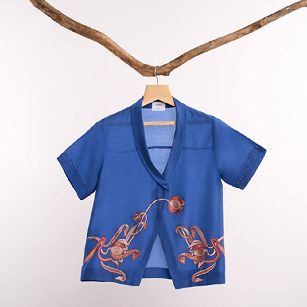 nona Lehr Overlapped Shirt-Blue