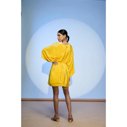 nona Yellow Lehr Kaftan Mini Dress