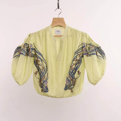 nona Yellow Lehr Cut Out Crop Top