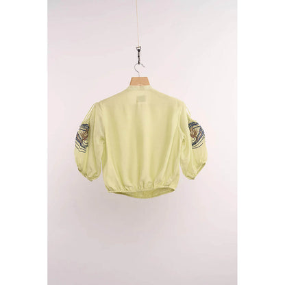 nona Yellow Lehr Cut Out Crop Top