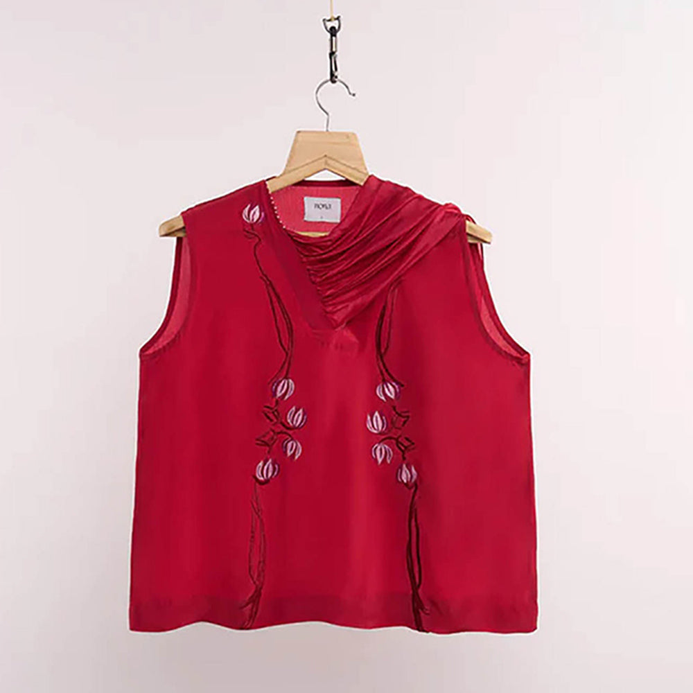 nona Red Lehr Scarf Top