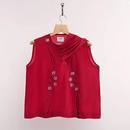nona Red Lehr Scarf Top