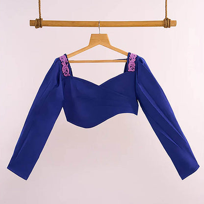 nona Blue Lehr Wrap Cropped Top