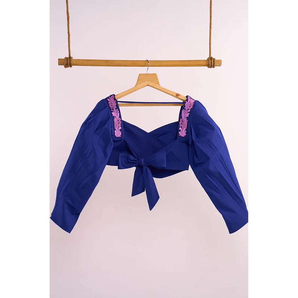 nona Blue Lehr Wrap Cropped Top
